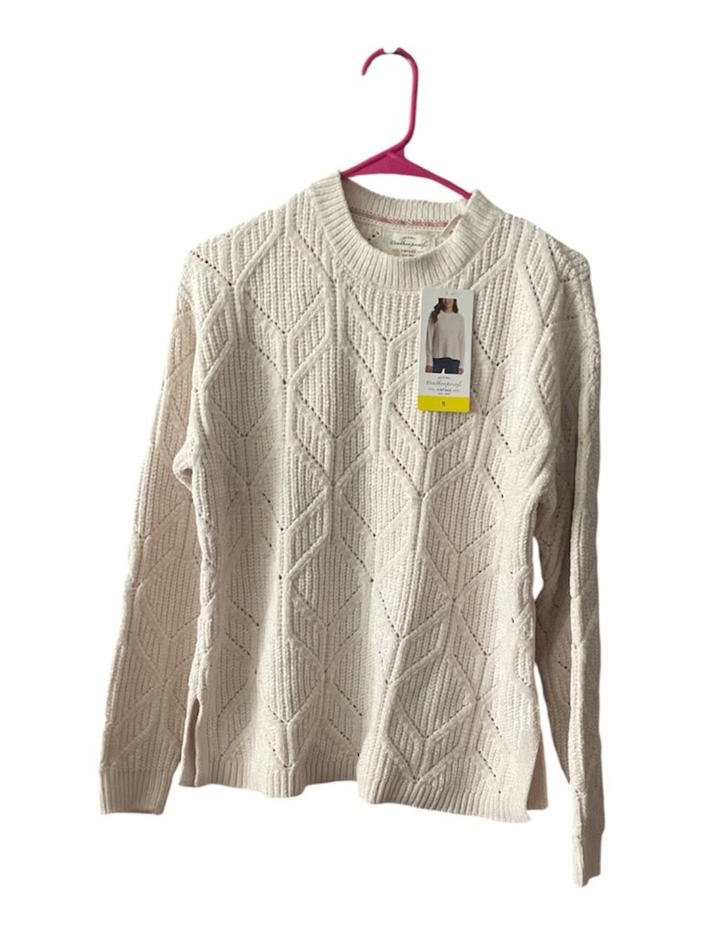 Women's Chenille Sweater, Weatherproof Vintage, S, Cream, NWT